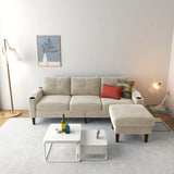 3 Seater Convertible Combination L Shaped Sofa With Footstools With Storage - Furniture Home Direct