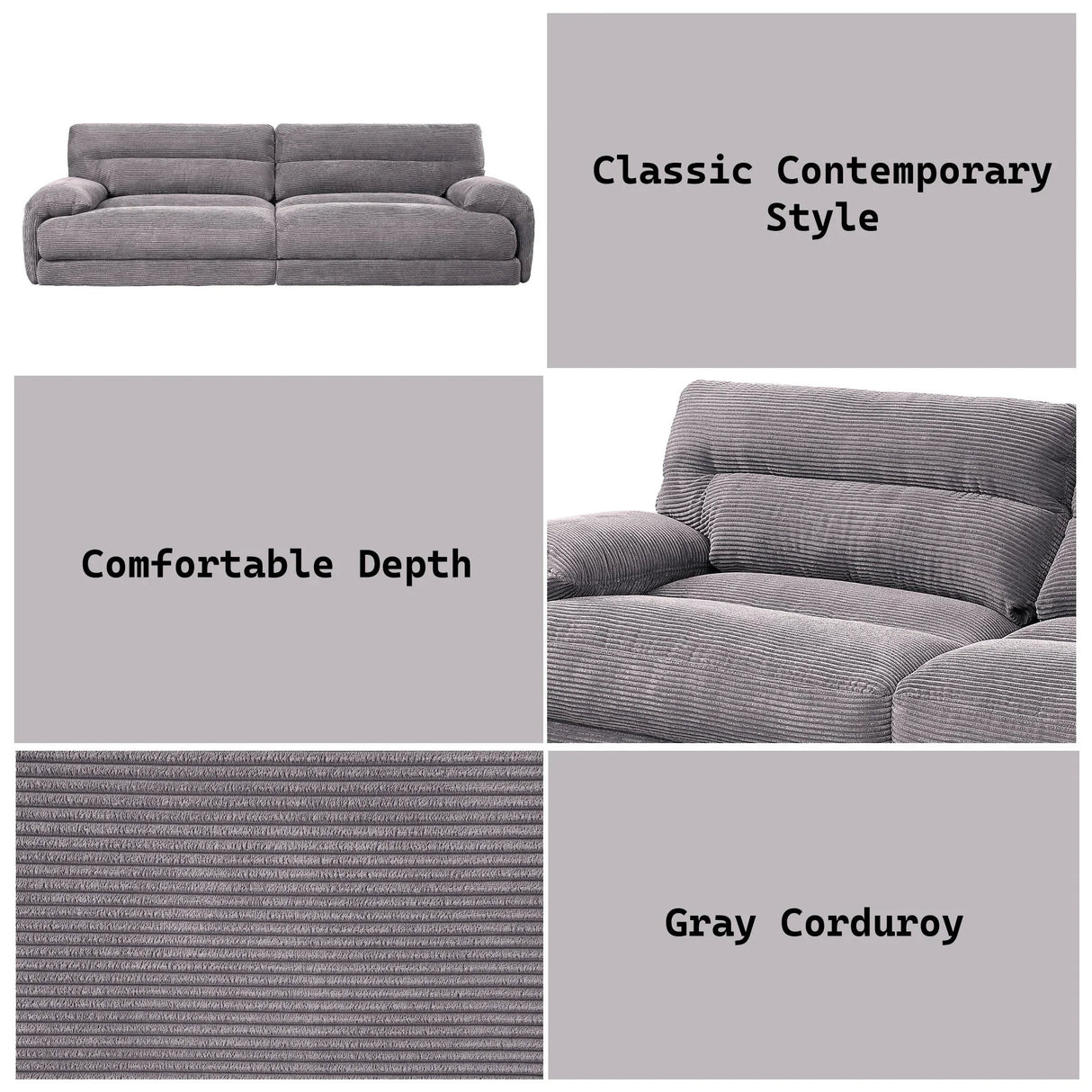 Cadenza - Corduroy Loveseat - Gray - Furniture Home Direct