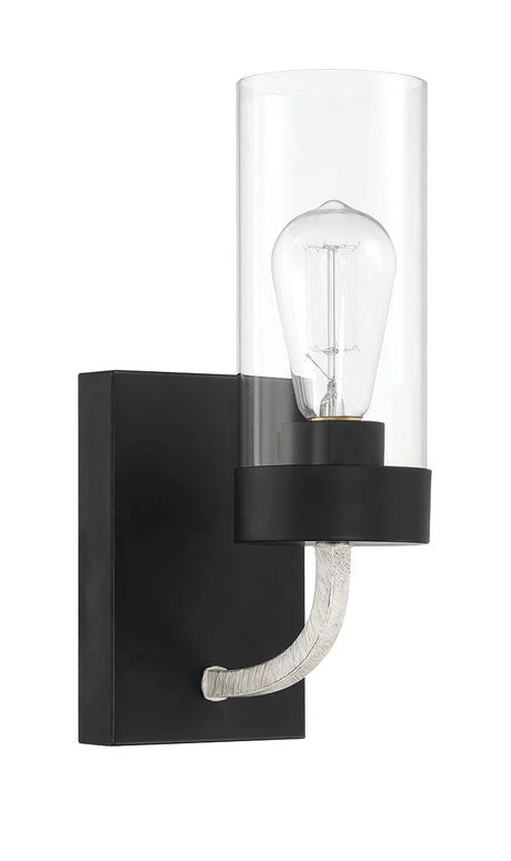 Zephyr - Single Light Sconce - Black / Clear - Furniture Home Direct