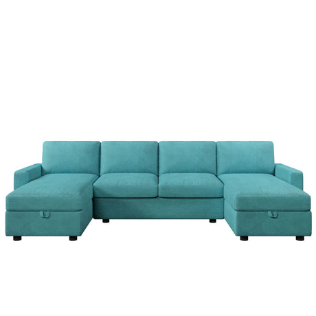 Convertible Sectional Sofa With Storage Chaise Lounges And USB Ports - Furniture Home Direct