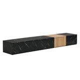 TV Stand With Faux Marble Walnut Finish Low Profile Black - Furniture Home Direct
