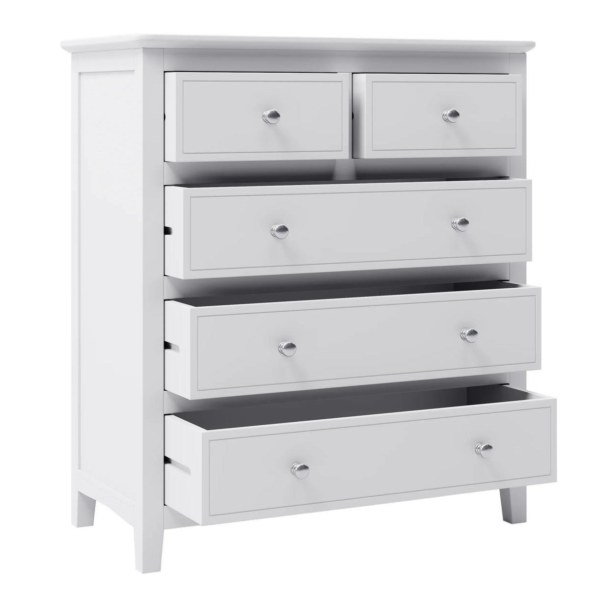 White Solid Wood 5 Piece Queen Bedroom Set(bed, 2 nightstands,chest,dresser) - Furniture Home Direct