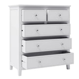 White Solid Wood 5 Piece Queen Bedroom Set(bed, 2 nightstands,chest,dresser) - Furniture Home Direct