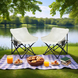2 Pieces Outdoor Camping Chairs Folding / Portable, Comfortable Seating, Durable Steel Fram - Furniture Home Direct