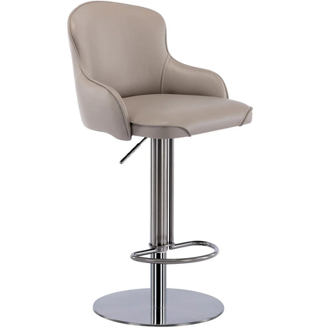 Titanium Stainless Steel Bar Stool, Grade Modern Leather Bar Chair With Backrest, Swivel Adjustable Height For Kitchen Counter And Dining Room - Furniture Home Direct