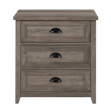 Transitional Farmhouse Framed 3 Drawer Nighstand With Cup Handles - Furniture Home Direct