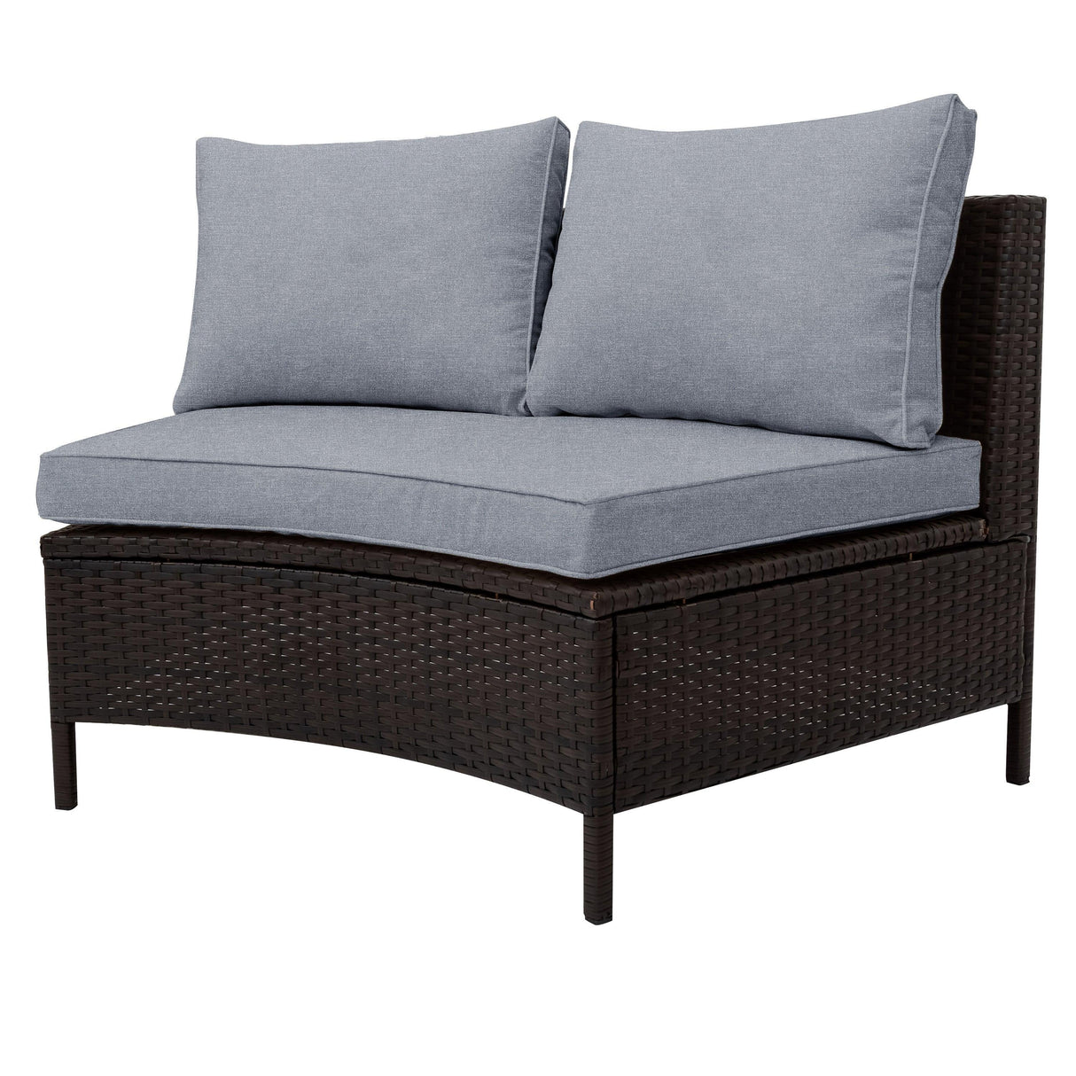 4 Piece Curved Wicker Patio Sectional with Coffee table - Gray - Furniture Home Direct