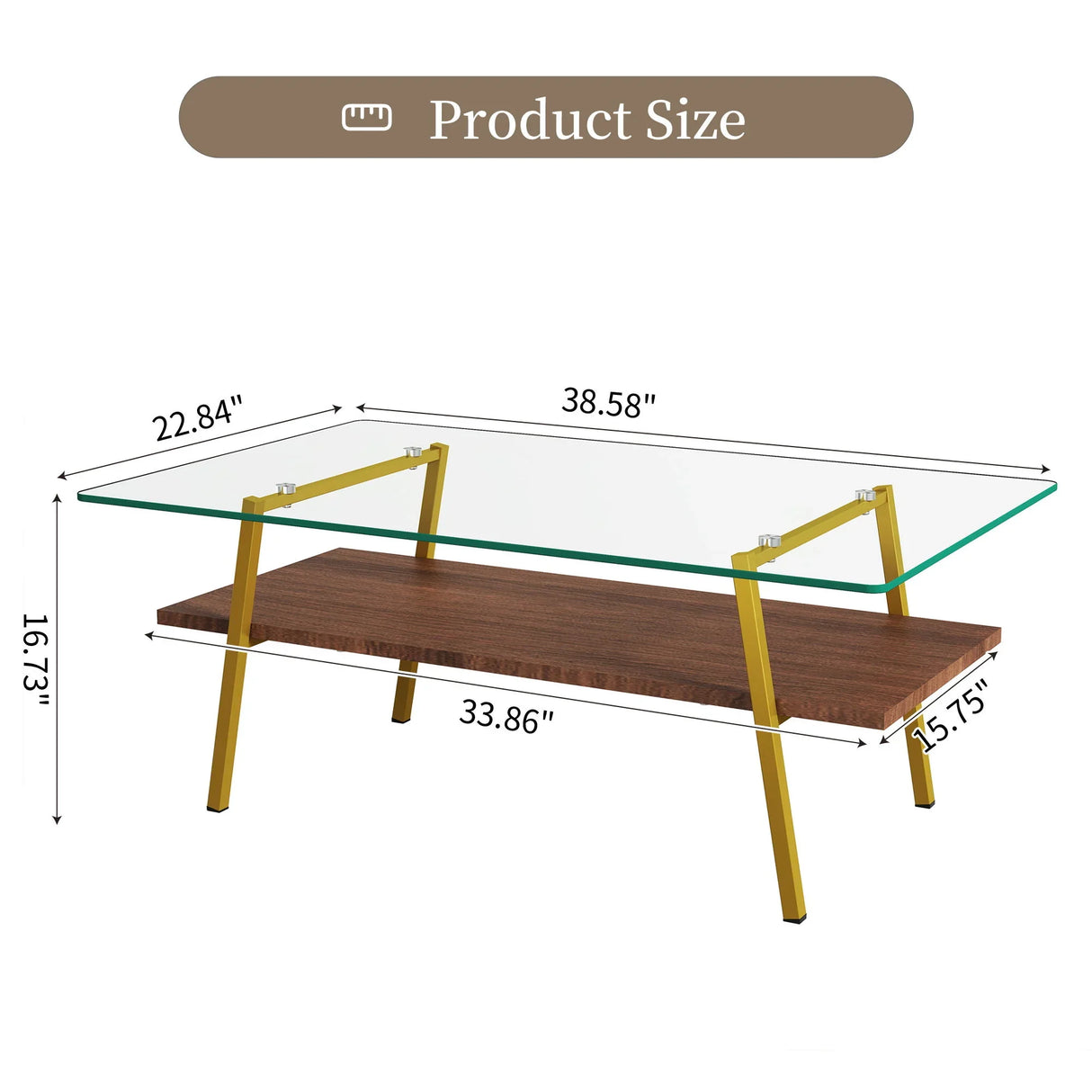 Rectangle Coffee Table, Tempered Glass Tabletop With Metal Legs, Modern Table For Living Room - Furniture Home Direct