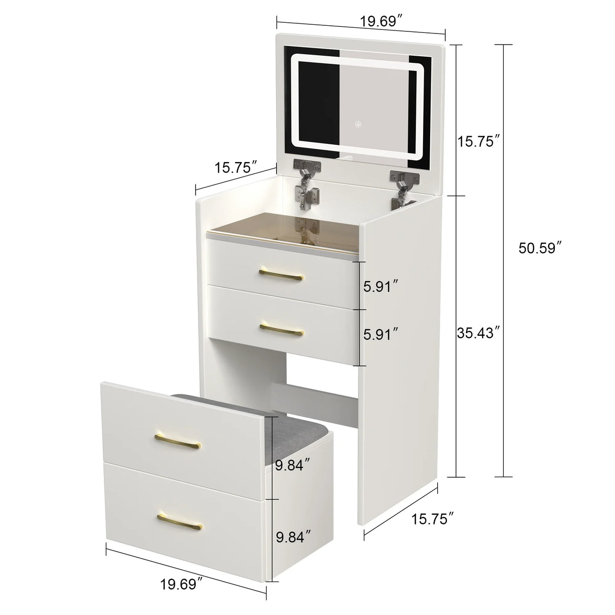 Vanity Desk With Mirror And 3 Drawers American Design White - Furniture Home Direct