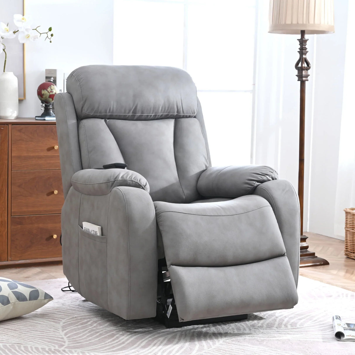 Lift Chair Recliner For Elderly Power Remote Control Recliner Sofa Relax Soft Chair Anti-Skid Australia Cashmere Fabric Furniture Living Room - Furniture Home Direct