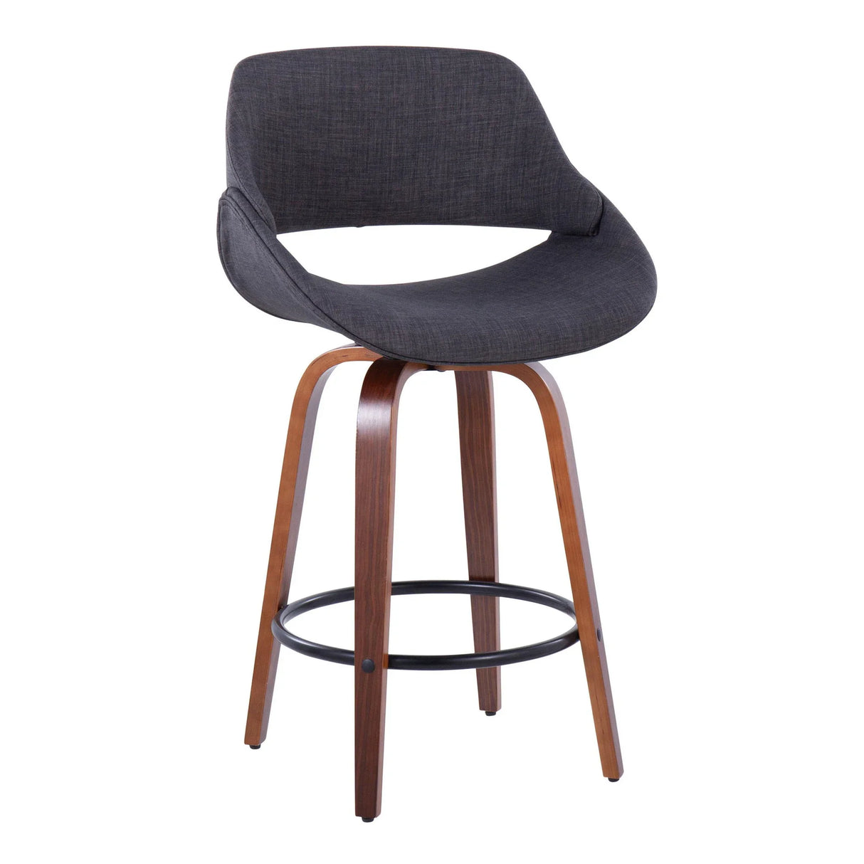 Fabrico - Mid Century Modern Fixed Height Counter Stool & Round Footrest (Set of 2) - Furniture Home Direct
