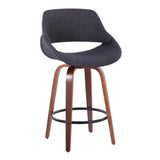 Fabrico - Mid Century Modern Fixed Height Counter Stool & Round Footrest (Set of 2) - Furniture Home Direct