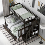 Stairway Bunk Bed With Storage And Guard Rail For Bedroom - Furniture Home Direct