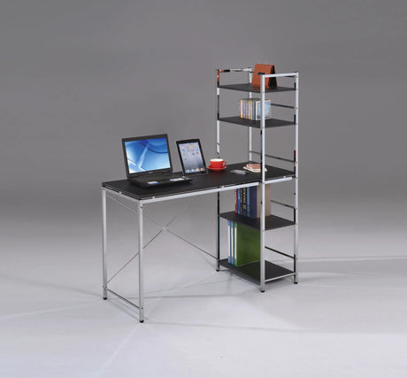 Elvis - Writing Desk With Shelves - Black / Chrome - Furniture Home Direct