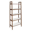 Mid - Century Design 5 Shelf Bookcase - Off White / Pecan - Furniture Home Direct