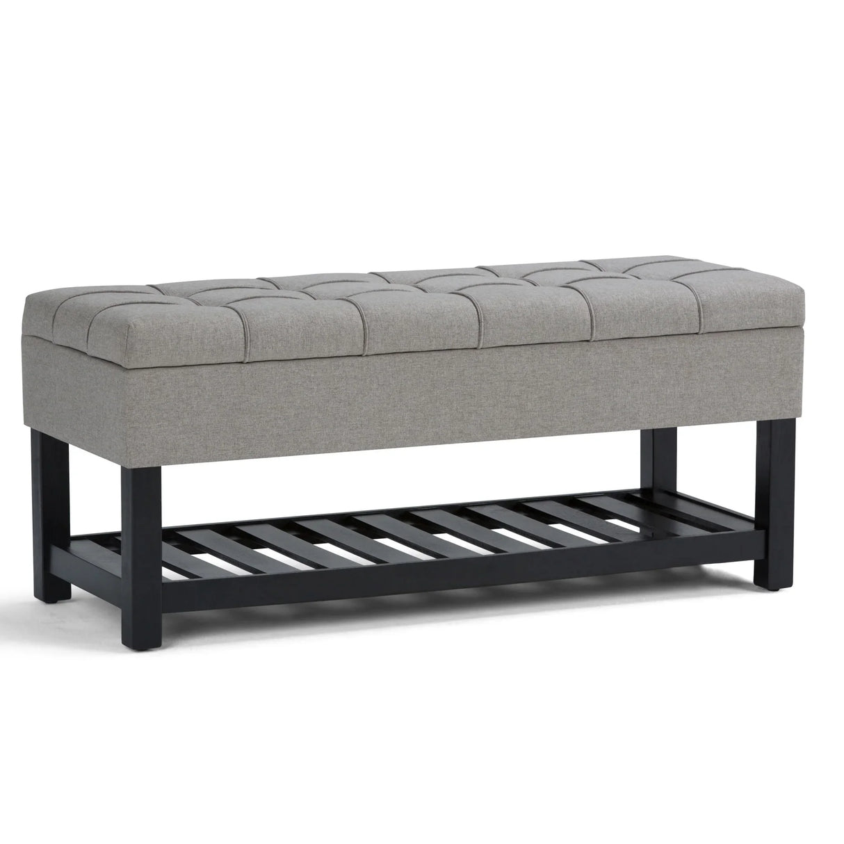 Saxon - Upholstered Transitional Storage Ottoman Bench - Furniture Home Direct