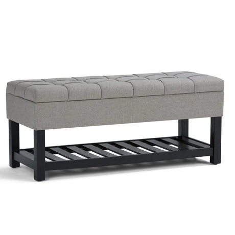 Saxon - Upholstered Transitional Storage Ottoman Bench - Furniture Home Direct