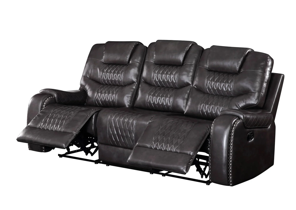 Braylon - Magnetite Synthetic Leather Manual Recliner Sofa - Brown - Furniture Home Direct