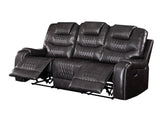 Braylon - Magnetite Synthetic Leather Manual Recliner Sofa - Brown - Furniture Home Direct