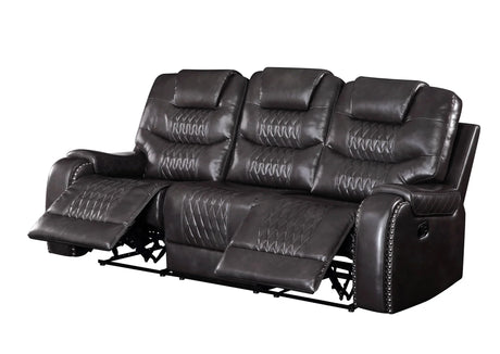 Braylon - Magnetite Synthetic Leather Manual Recliner Sofa - Brown - Furniture Home Direct