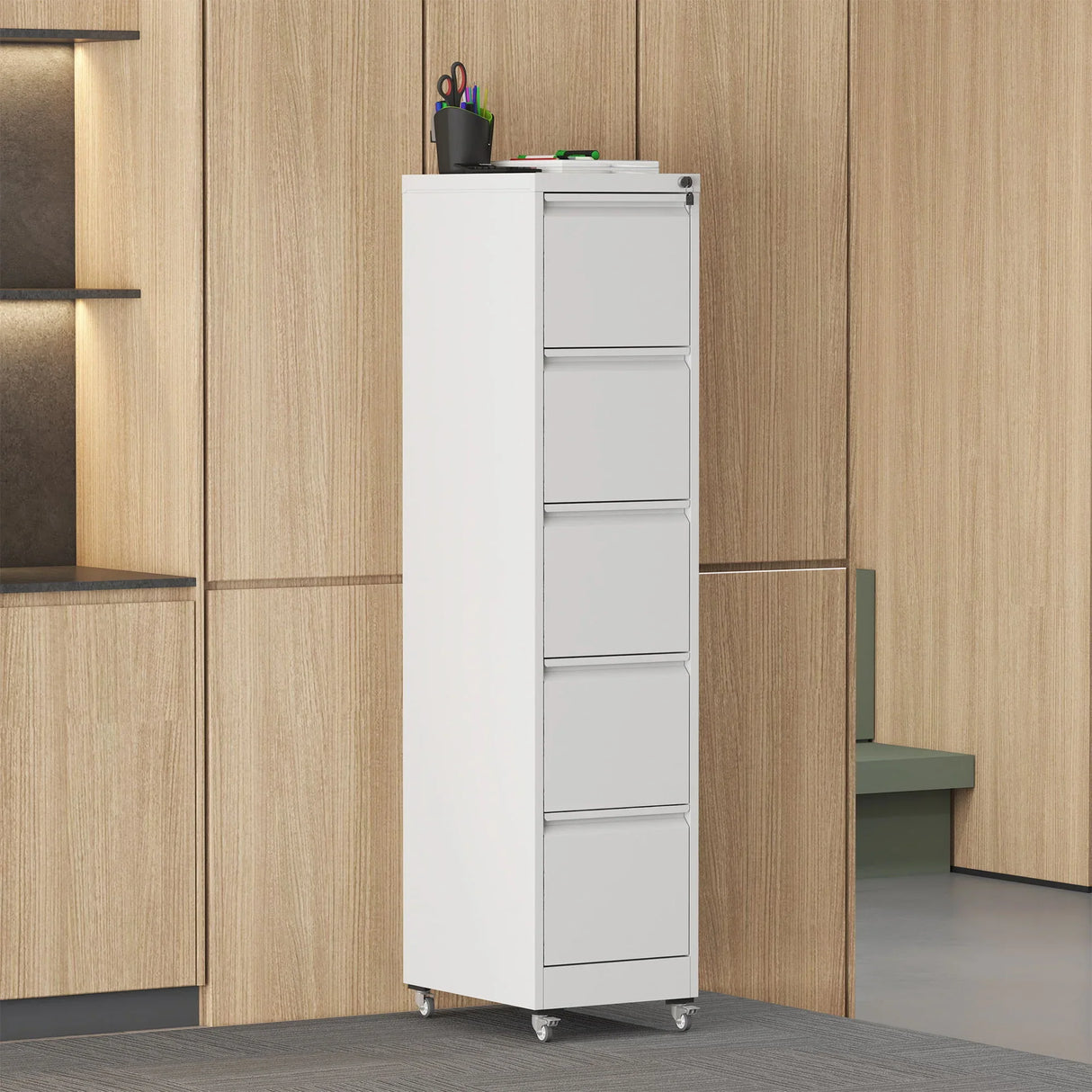 Drawer Metal Locking Vertical File Cabinet With Wheels Heavy Duty Lockable Storage - Furniture Home Direct