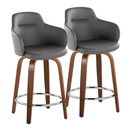 Boyne - Contemporary Fixed Height Counter Stool With Swivel With Round Footrest (Set of 2) - Furniture Home Direct