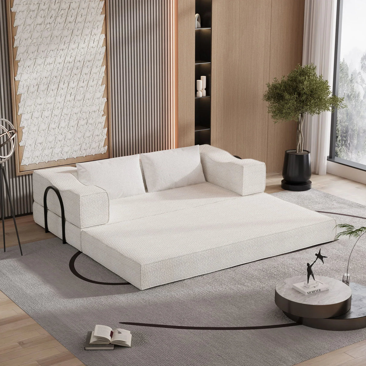 3 Seat Folding Floor Couch & King Size Bed Mattress