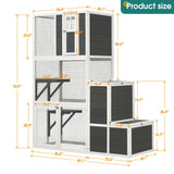 3 Tier Wooden Outdoor & Indoor Cat House Suitable For 1-3 Cats Cat Enclosure Resting Box With 4 Platforms And 2 Doors Cat Shelter Kitty House With A Jump Box For Hiding And Resting Cat Cage - Gray - Furniture Home Direct
