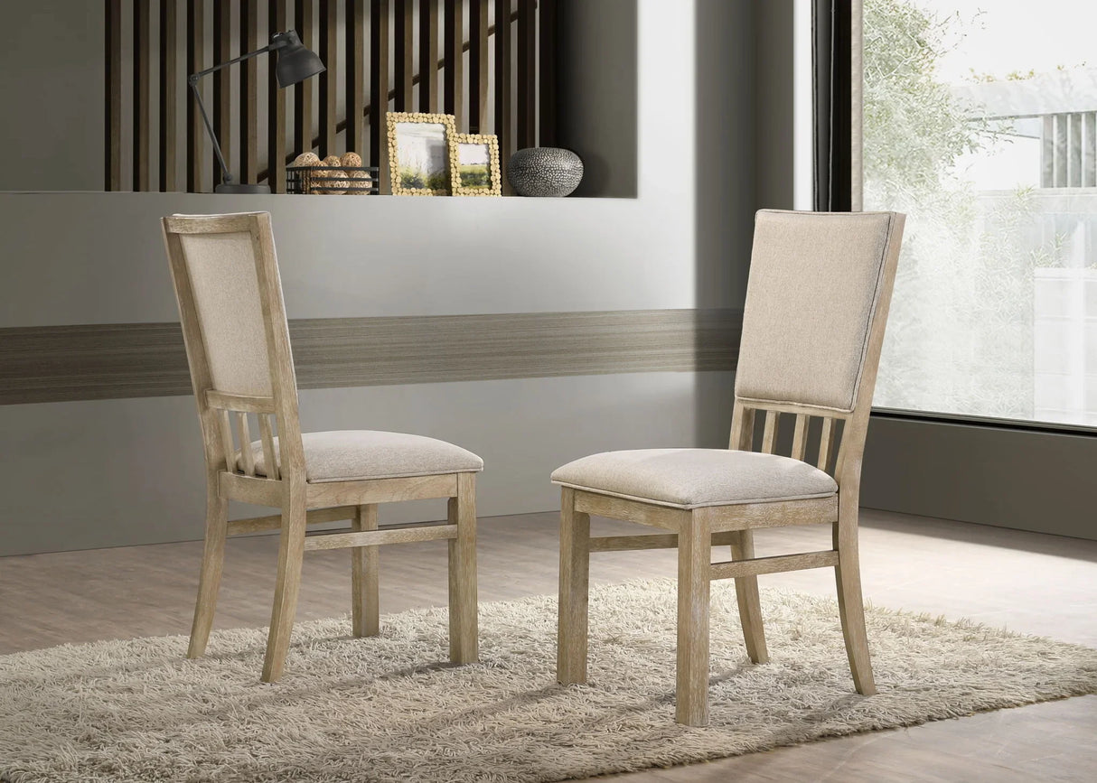 Brutus - Wide Contemporary Fabric Dining Chair (Set of 2) - Reclaimed Wheat - Furniture Home Direct