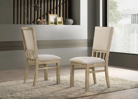 Brutus - Wide Contemporary Fabric Dining Chair (Set of 2) - Reclaimed Wheat - Furniture Home Direct