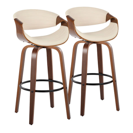 Symphony - Mid Century Modern Fixed Height Barstool With Swivel And Round Footrest (Set of 2) - Furniture Home Direct