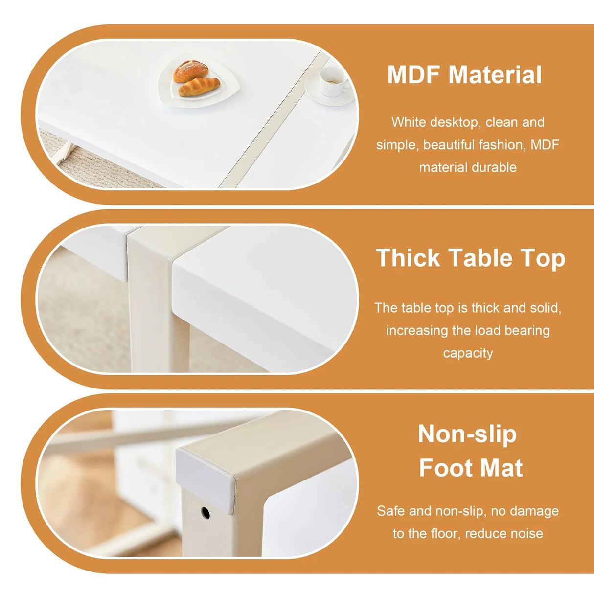 Dining Table Industrial Rectangular MDF Metal Frame White - Furniture Home Direct