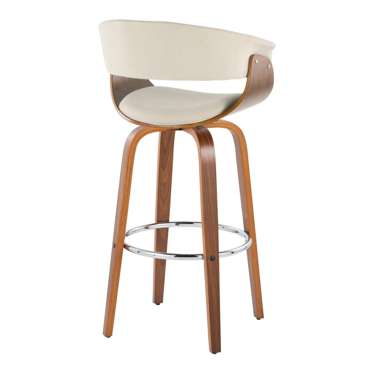 Vintage Mod - Mid Century Modern Fixed Height Barstool With Swivel With Round Footrest (Set of 2) - Furniture Home Direct