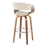 Vintage Mod - Mid Century Modern Fixed Height Barstool With Swivel With Round Footrest (Set of 2) - Furniture Home Direct