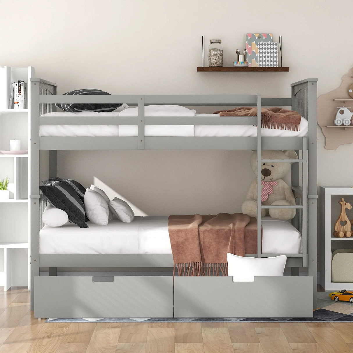 Bunk Bed With Ladder For Bedroom, Guest Room Furniture - Furniture Home Direct