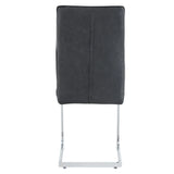 Dining Chairs Cantilever Metal Frame Polished PU Dark Gray - Furniture Home Direct