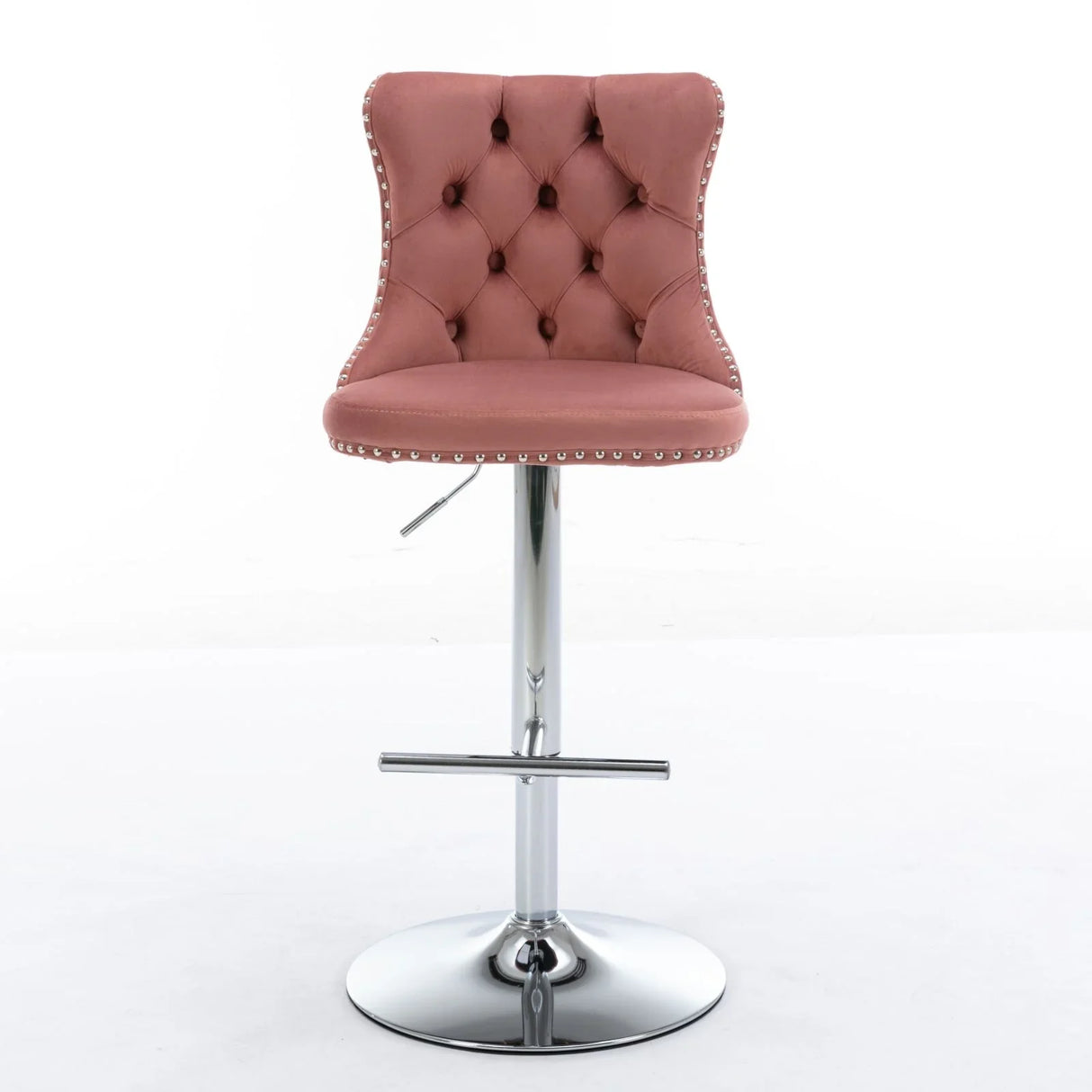 Swivel Velvet Barstools Adjusatble Seat Height From 25-33", Modern Upholstered Chrome Base Bar Stools With Backs Comfortable Tufted For Home Pub And Kitchen Island (Set of 2) - Furniture Home Direct