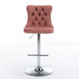 Swivel Velvet Barstools Adjusatble Seat Height From 25-33", Modern Upholstered Chrome Base Bar Stools With Backs Comfortable Tufted For Home Pub And Kitchen Island (Set of 2) - Furniture Home Direct