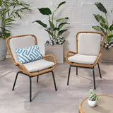 Outdoor Wicker Club Chair With Cushions (Set of 2)