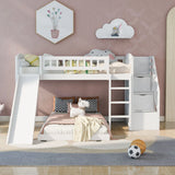 Twin Over Twin Stairway Bunk Bed With Two Drawers And Slide - Furniture Home Direct