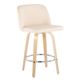 Toriano - Contemporary Fixed-Height Counter Stool With Swivel And Round Footrest (Set of 2) - Furniture Home Direct
