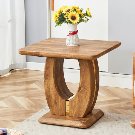 End Table Square Wood Grain With Curved Base Walnut - Furniture Home Direct