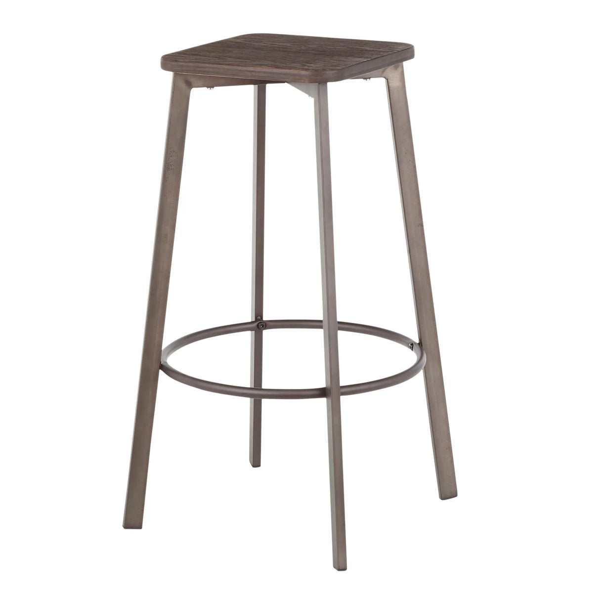 Clara - Industrial Square Barstool (Set of 2) - Espresso - Furniture Home Direct