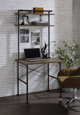 Ensata - Rustic Writing Desk - Black / Oak - Furniture Home Direct