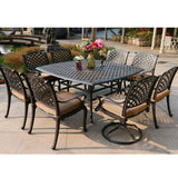 Square 8 Person 63.98" Long Dining Set With Dupione Brown Cushions - Furniture Home Direct