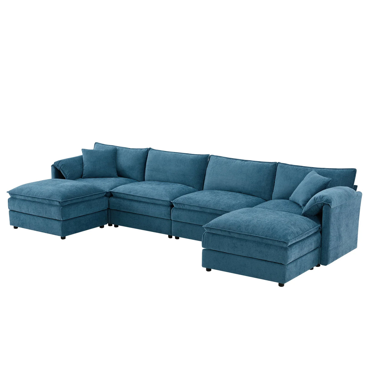 Modular Sectional With Deep And Wide Seat, Cloud Couch Set With Double Cushions Sofa With Movable Ottoman - Furniture Home Direct