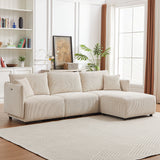 Modern Minimalist Corduroy Combination Sofa With 2 Comfort Cushions With USB & C Charging Ports - Furniture Home Direct