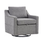 Linen Fabric 360° Swivel Accent Chair With Upholstered Back Pillow And Rivet Armrest - Furniture Home Direct