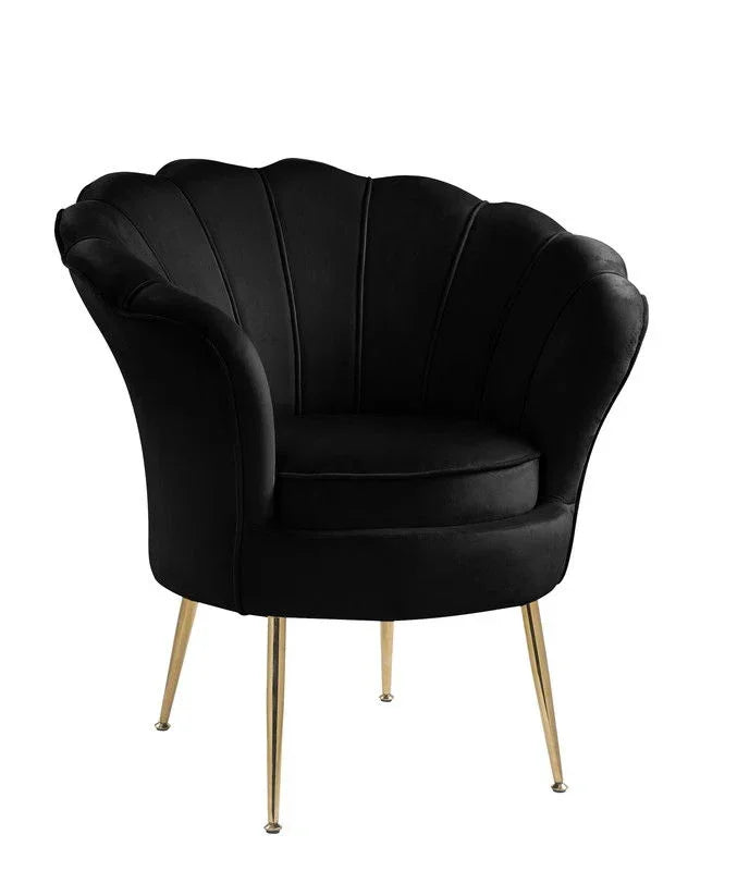 Angelina - Velvet Scalloped Back Barrel Accent Chair With Metal Legs - Furniture Home Direct