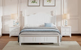 Platform Bed Full Size Wood Slat Support Headboard White - Furniture Home Direct